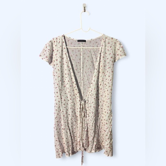 Brandy Melville Other - White/cream floral tie-front brandy melville wrap dress